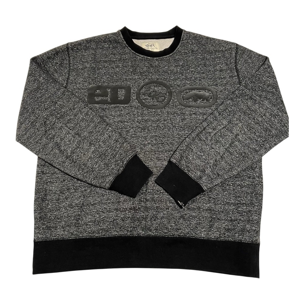 Ecko‎ Unltd Mens XL Gray Black Vintage Logo Crew Sweatshirt
